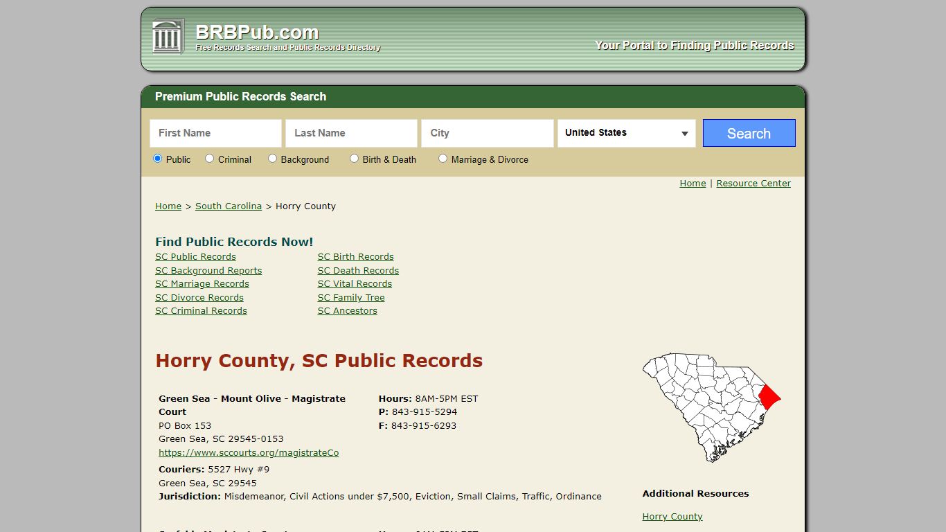 Horry County, SC Public Records - BRB Pub